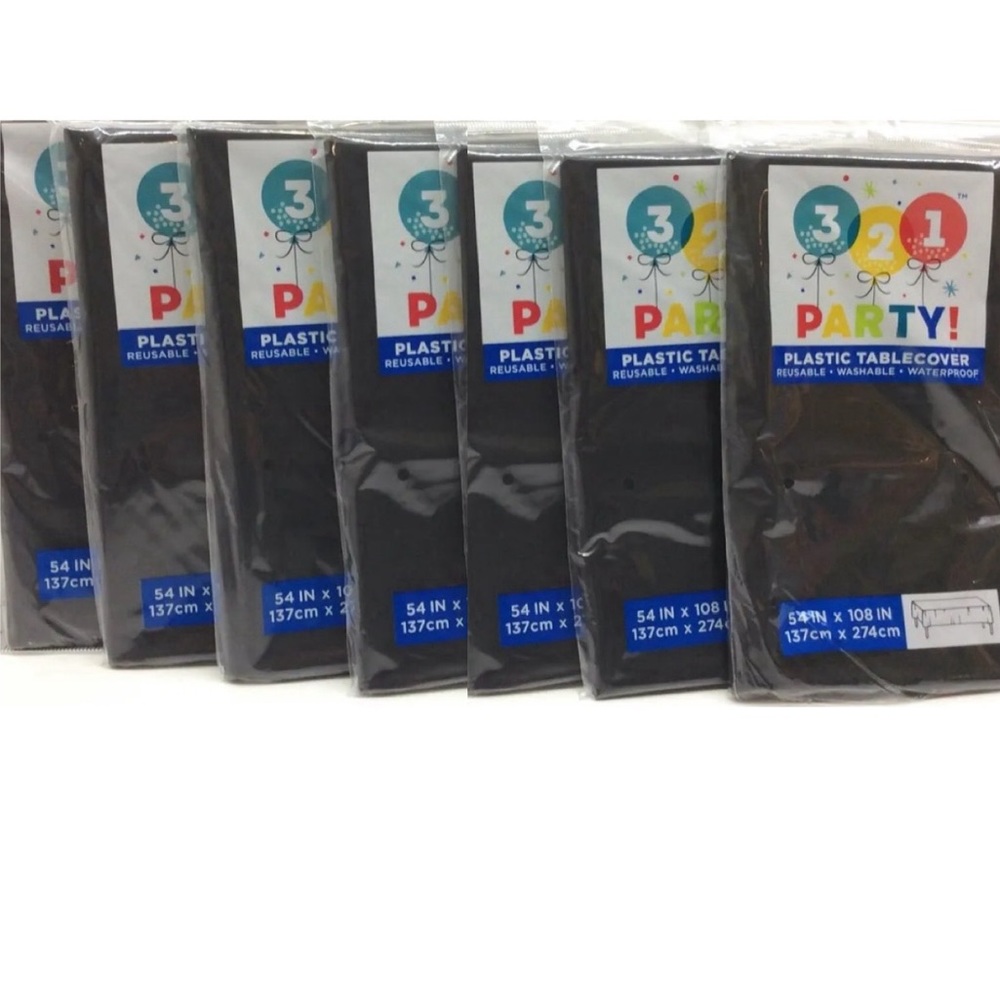 4/$20 Party! Plastic Tablecover 54" x 108" Midnight Black